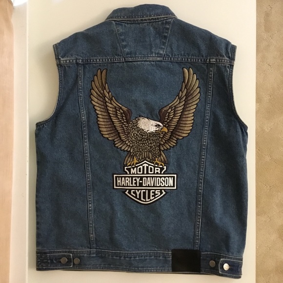 harley davidson denim jacket with eagle